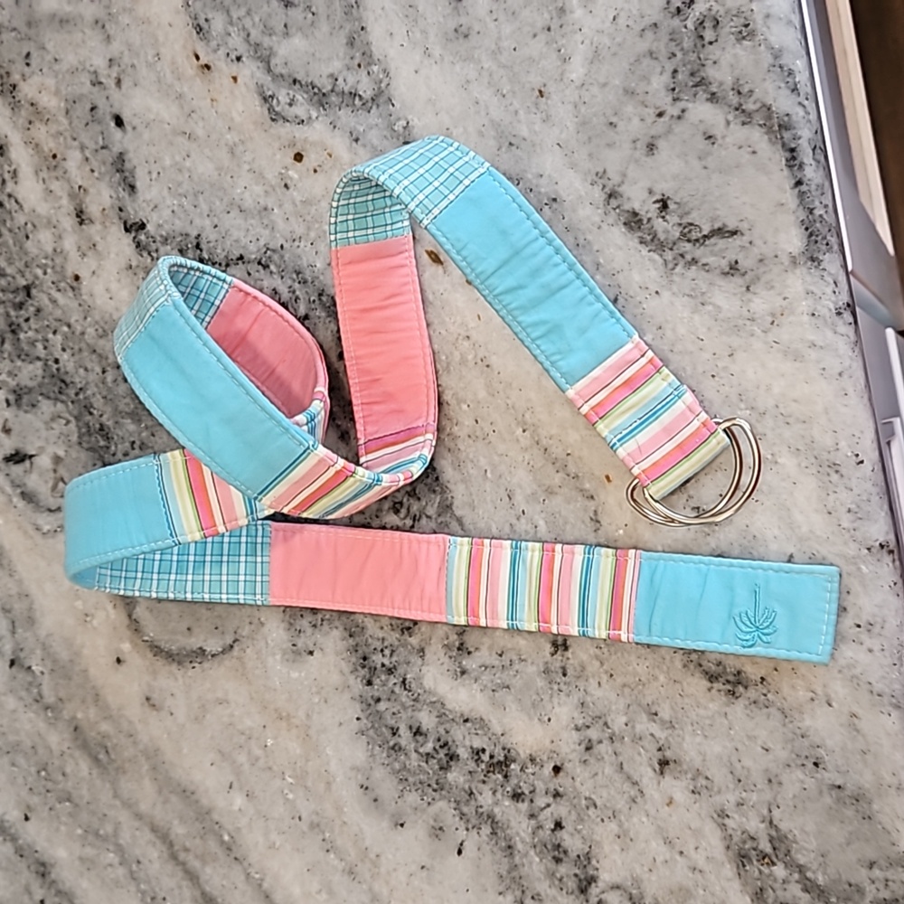 Vintage 90s Lilly Pulitzer Pink Green Striped Belt Sz M